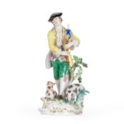 Meissen Schäferfigur beim Musizieren mit Dudelsack