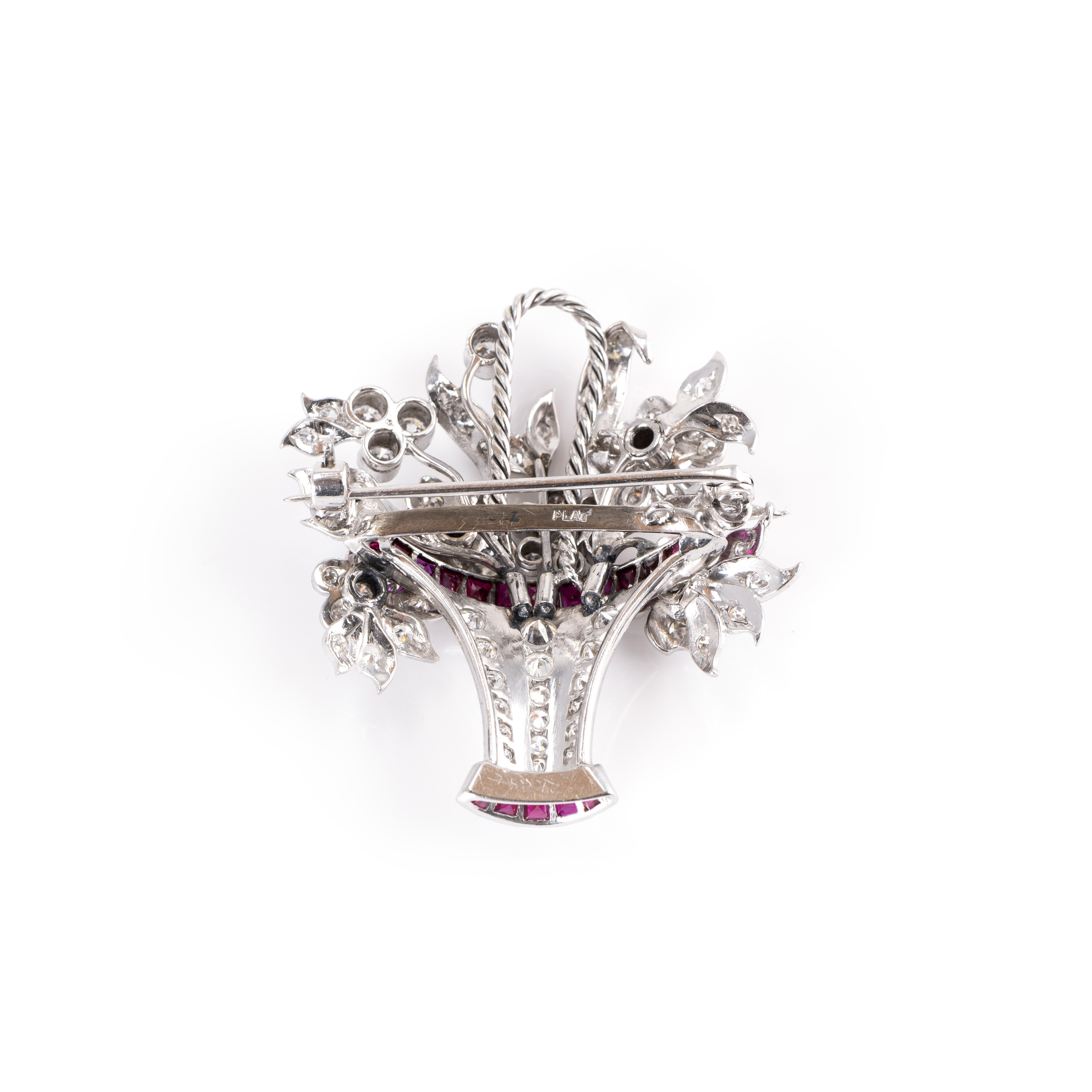 Brosche Blumenkorb mit Diamant- und Rubinbesatz - Image 2 of 3