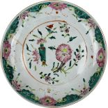 Chinesischer Teller, Famille Verte, Republik-Zeit, Porzellan, weißer Scherben mit auf Glasur