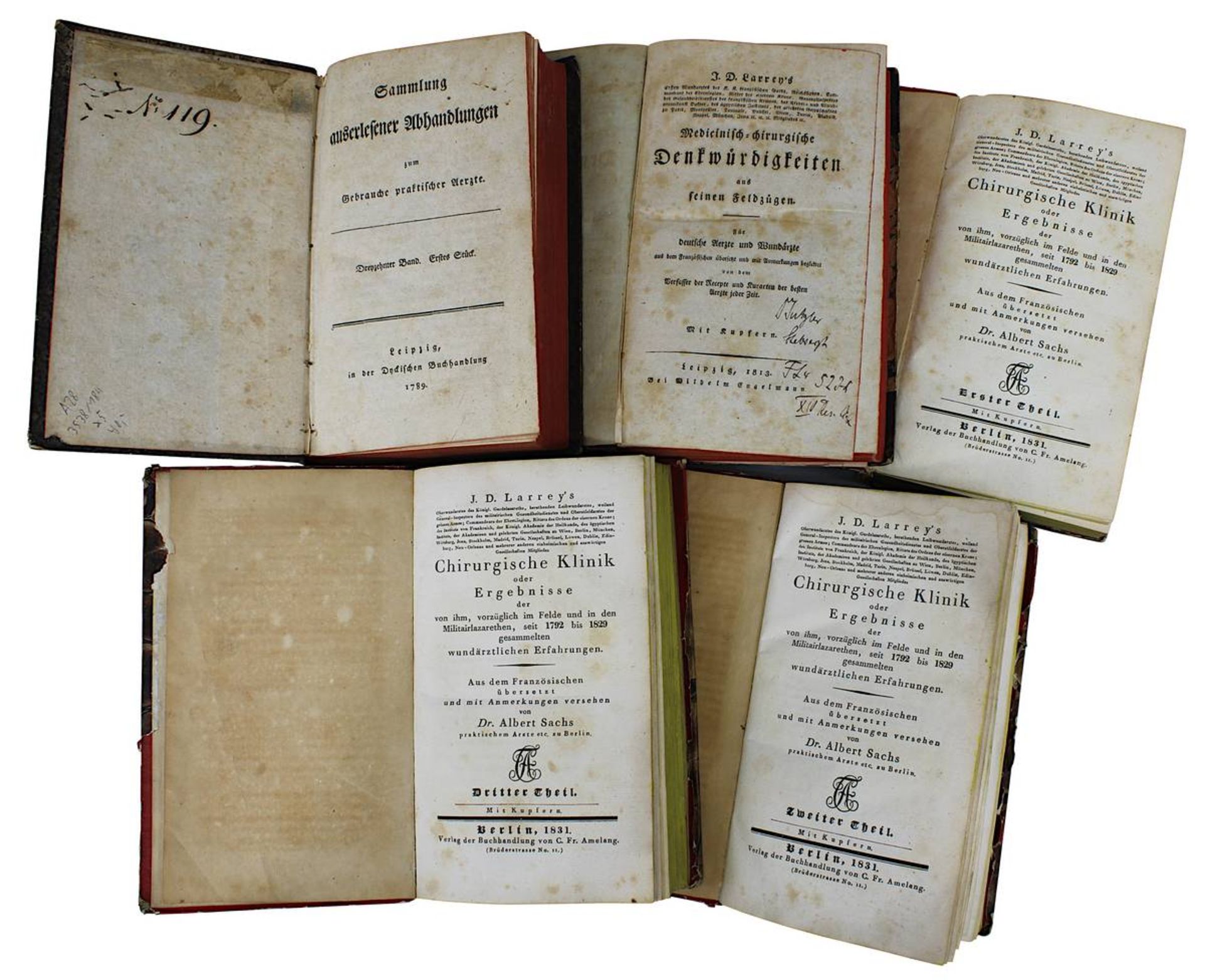 5 Bücher zur Medizin um 1800, J. D. Larrey's "Chirurgische Klinik oder Ergebnisse der von ihm,