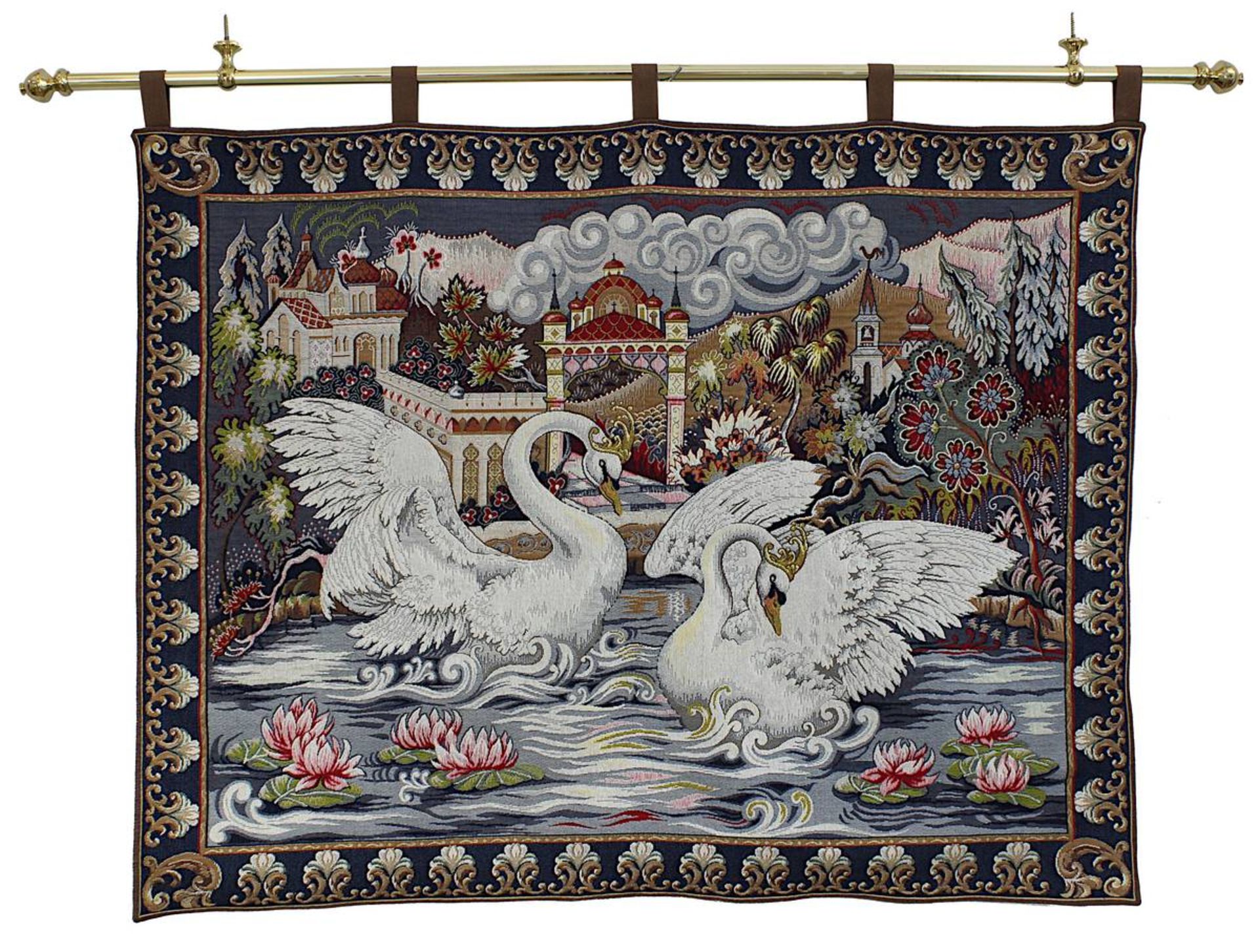 Wandteppich-Gobelin "Swan Lake", The Faberge Tapestry by Marc Waymel, Frankreich 1991, für