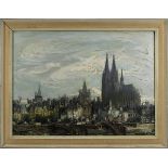 Yunta Lopesino, Mariano (geb. 1938), Blick über den Rhein auf Köln mit dem Dom u. St. Martin, Öl auf