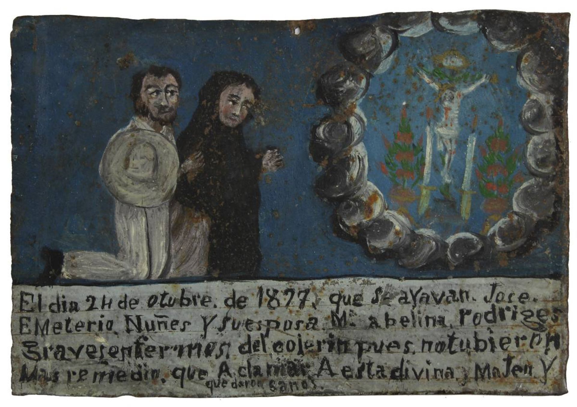 Heiligenmaler, Südamerika 2. H. 19. Jh., 2 Darstellungen auf Blech gemalt: Darstellung eines - Image 3 of 3