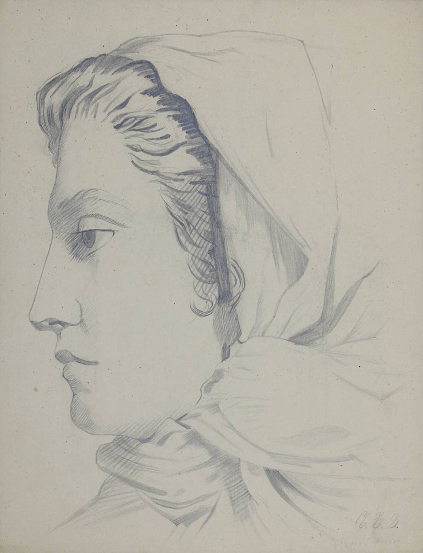 Zeichner, 2. H. 19. Jh., sieben Porträtdarstellungen in Bleistift, teils als Studie, einige - Bild 6 aus 8
