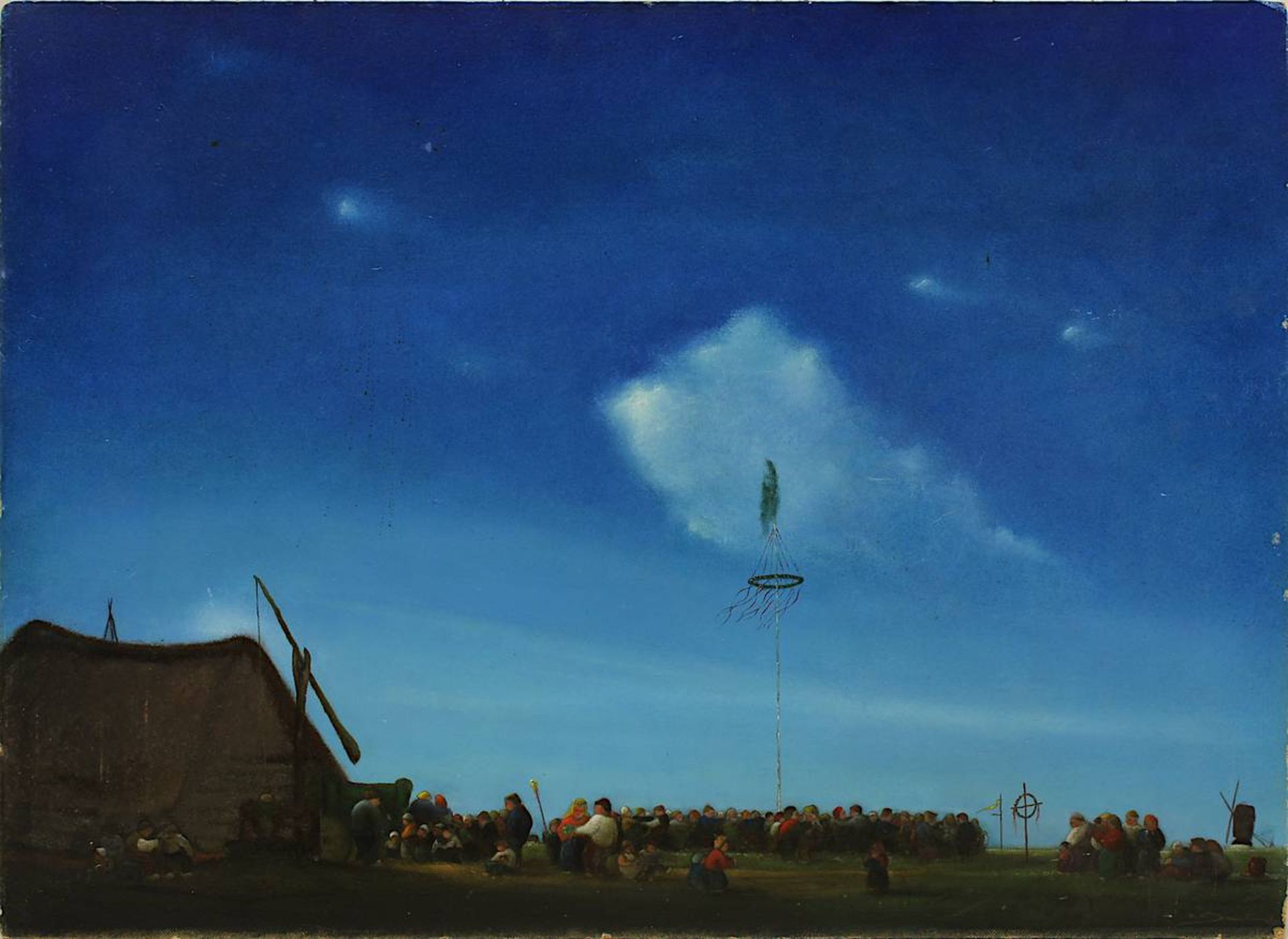 Hoste, M.A.J. (Dänischer Maler 1912 - ?), Maifest, Öl auf Malkarton, rechts unten signiert,