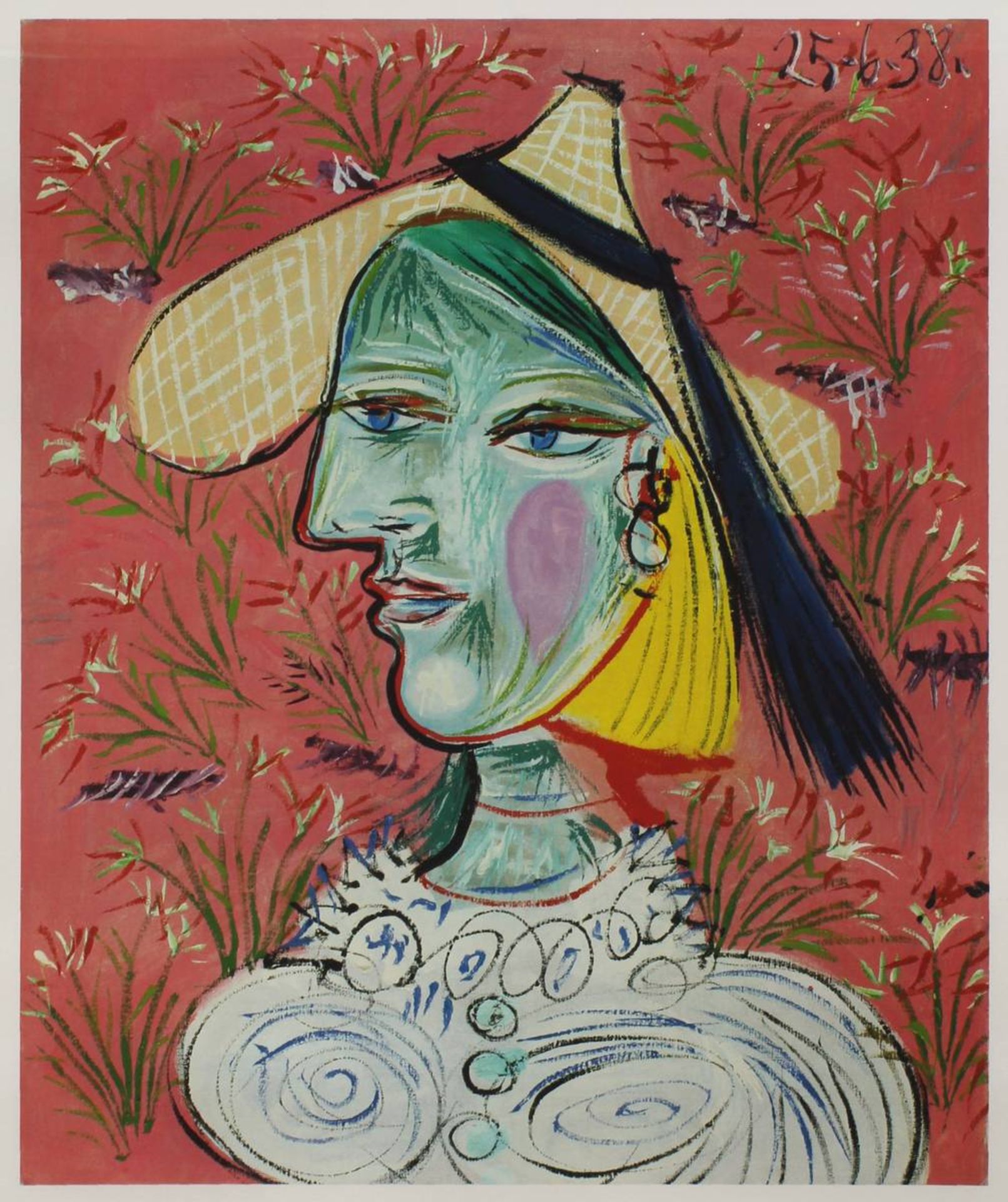 Picasso, Pablo ( Málaga 1881-1981 Mougins ), Femme au Chapeau / Marie-Thérése mit Strohhut, - Image 2 of 2