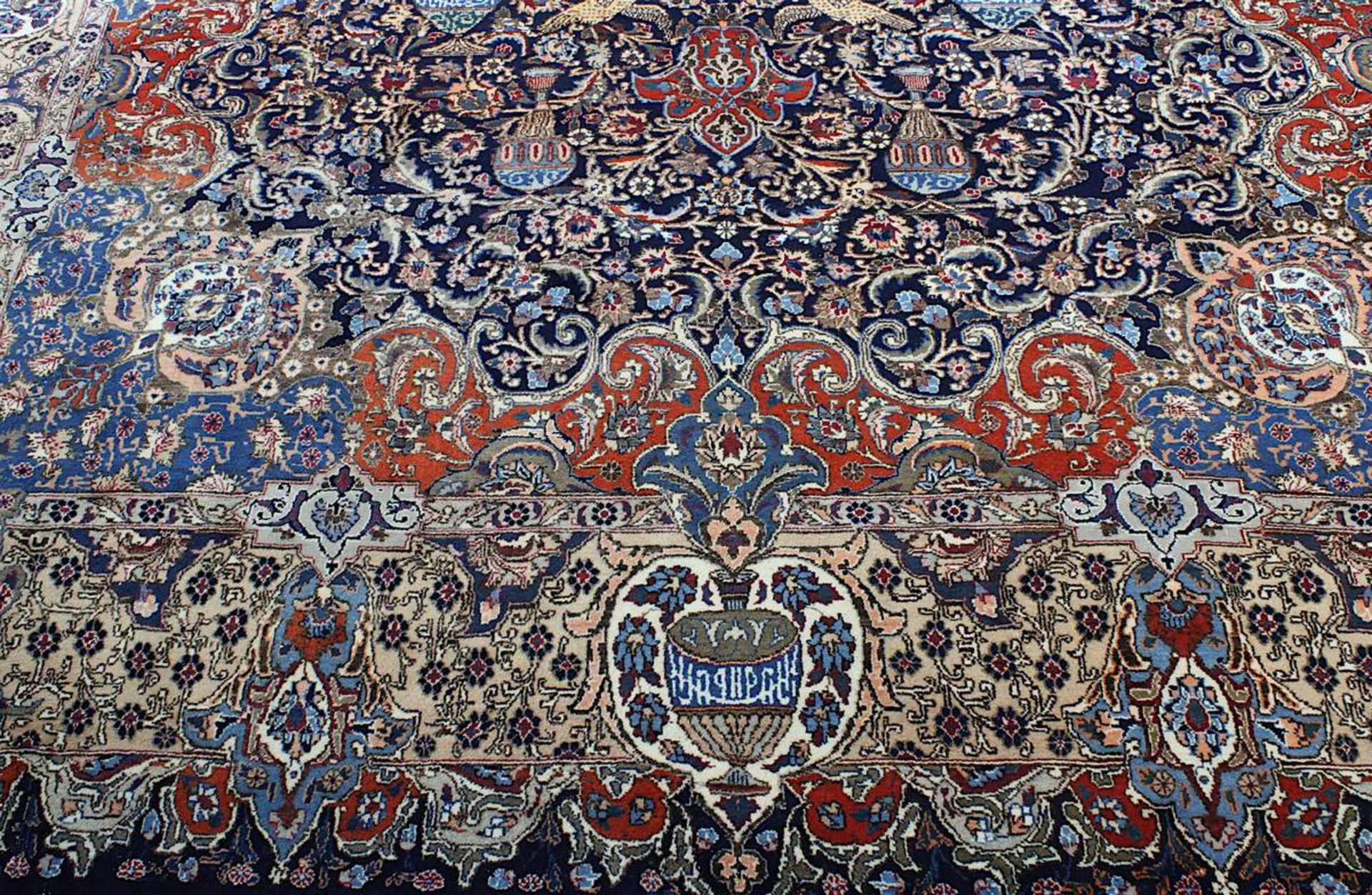 Dekorativer großer Kaschmar, Persien 2. H. 20. Jh., aufwendige sehr gute Knüpfung, nachtblauer - Bild 3 aus 18
