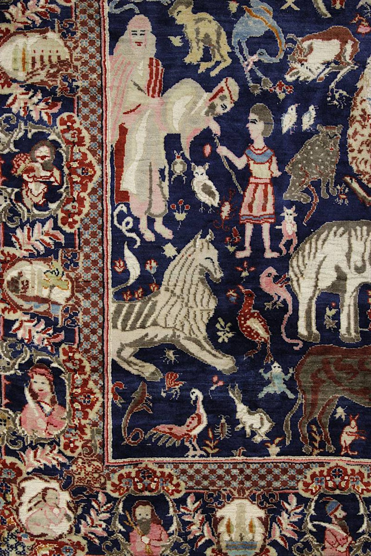 Aufwendiger detailreicher Figurenteppich, Kaschmar, Persien 2. H. 20. Jh., mit Paradiesmotiven u. - Image 8 of 14