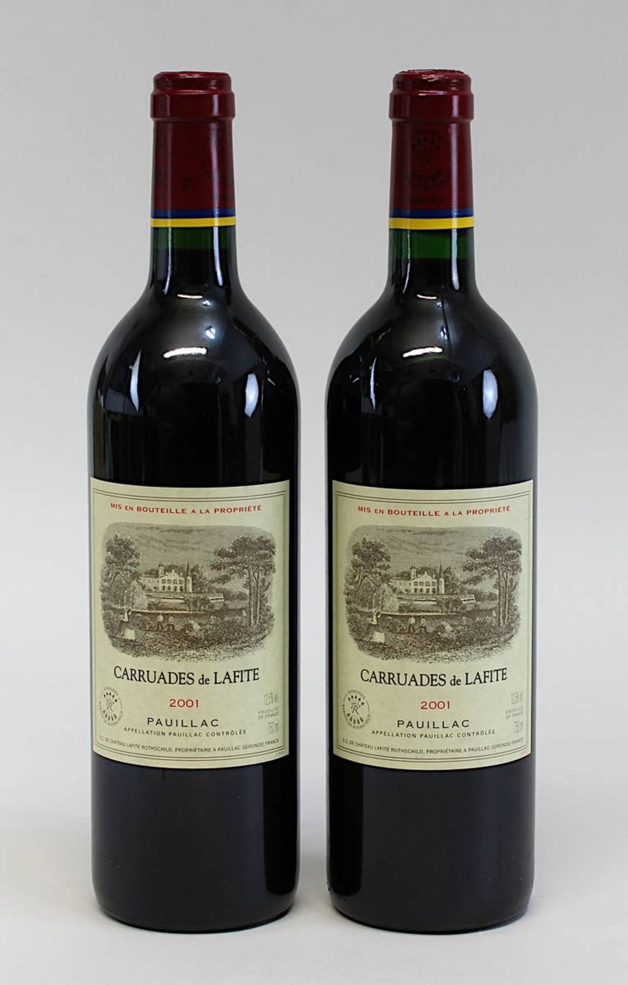 Zwei Flaschen 2001er Carruades de Lafite, Pauillac, Château Lafite Rothschild, Paulliac Gironde,