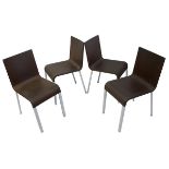 Satz von vier Vitra-Stühlen Modell 03, Sitzschale aus Polyurethan, braun, Entwurf Maarten van