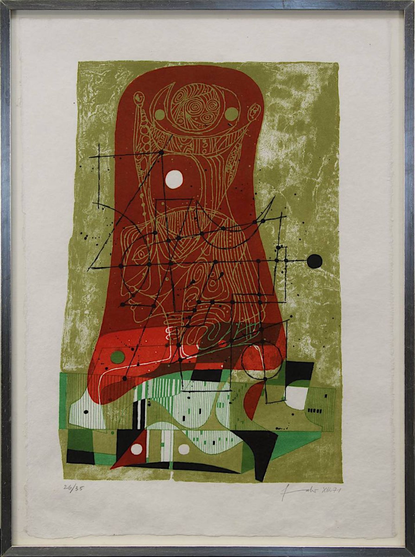 Faber, Will (Saarbrücken 1901 - 1987 Ibiza), Ohne Titel, abstrakte Komposition, Farblithographie, am