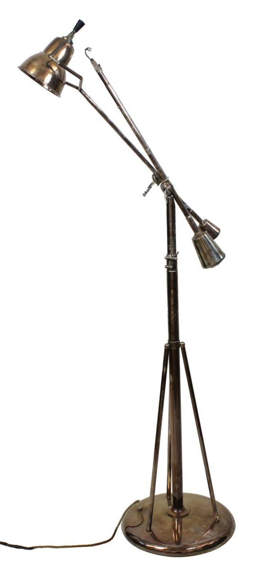 Stehlampe "La Lampe équilibrée", Entwurf Édouard Wilfrid Buquet 1924, defekt, vernickeltes Metall,