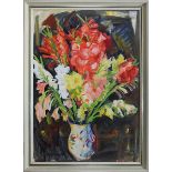 Weischet, Hugo (Elberfeld 1897 - 1976 Neuwied), Blumenvase mit Gladiolen, Aquarell, links unten