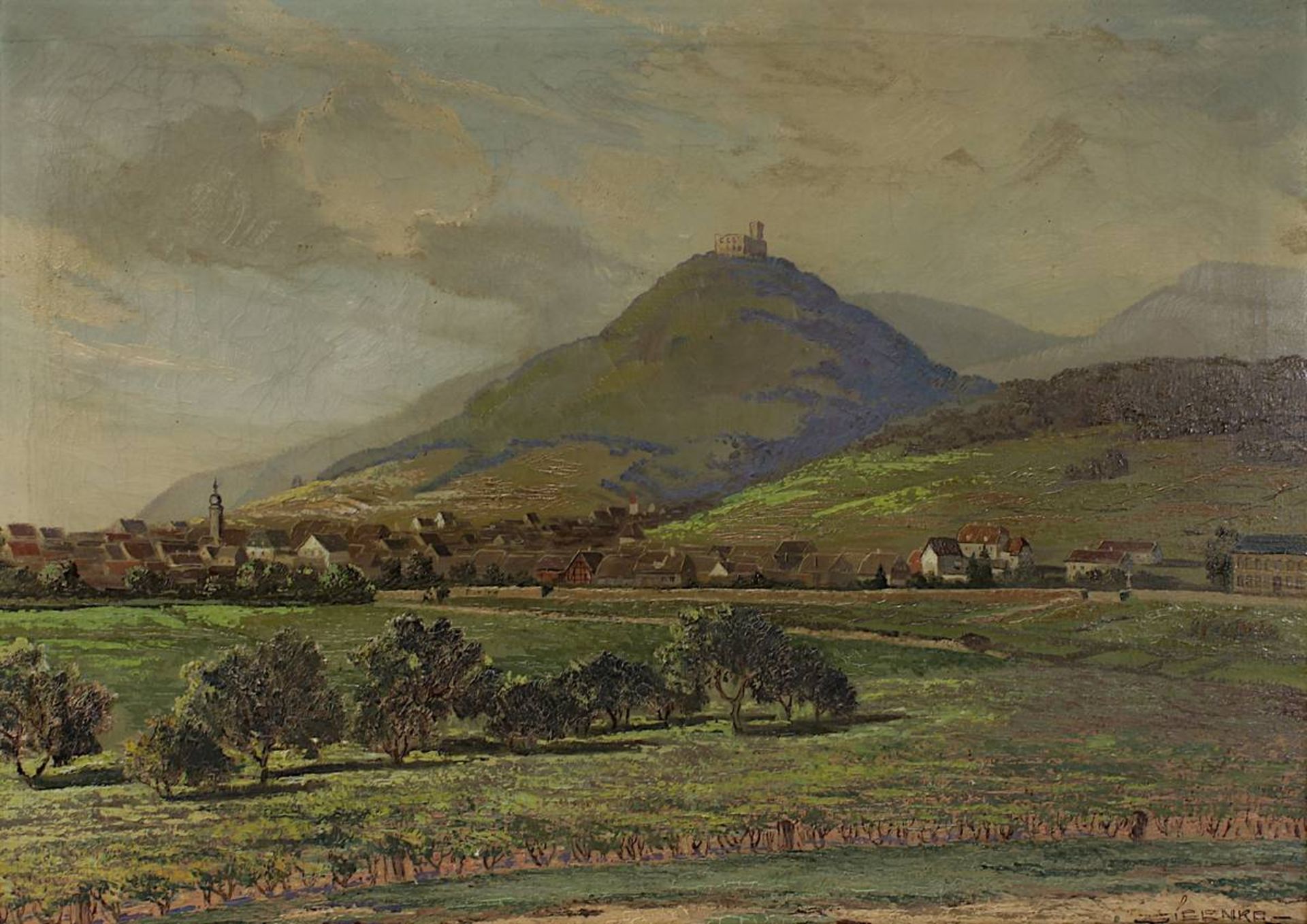 Zielonka, Landschaftsmaler, Mittelhambach mit Hambacher Schloss im Herbst, um 1940-50, Öl auf - Image 2 of 4