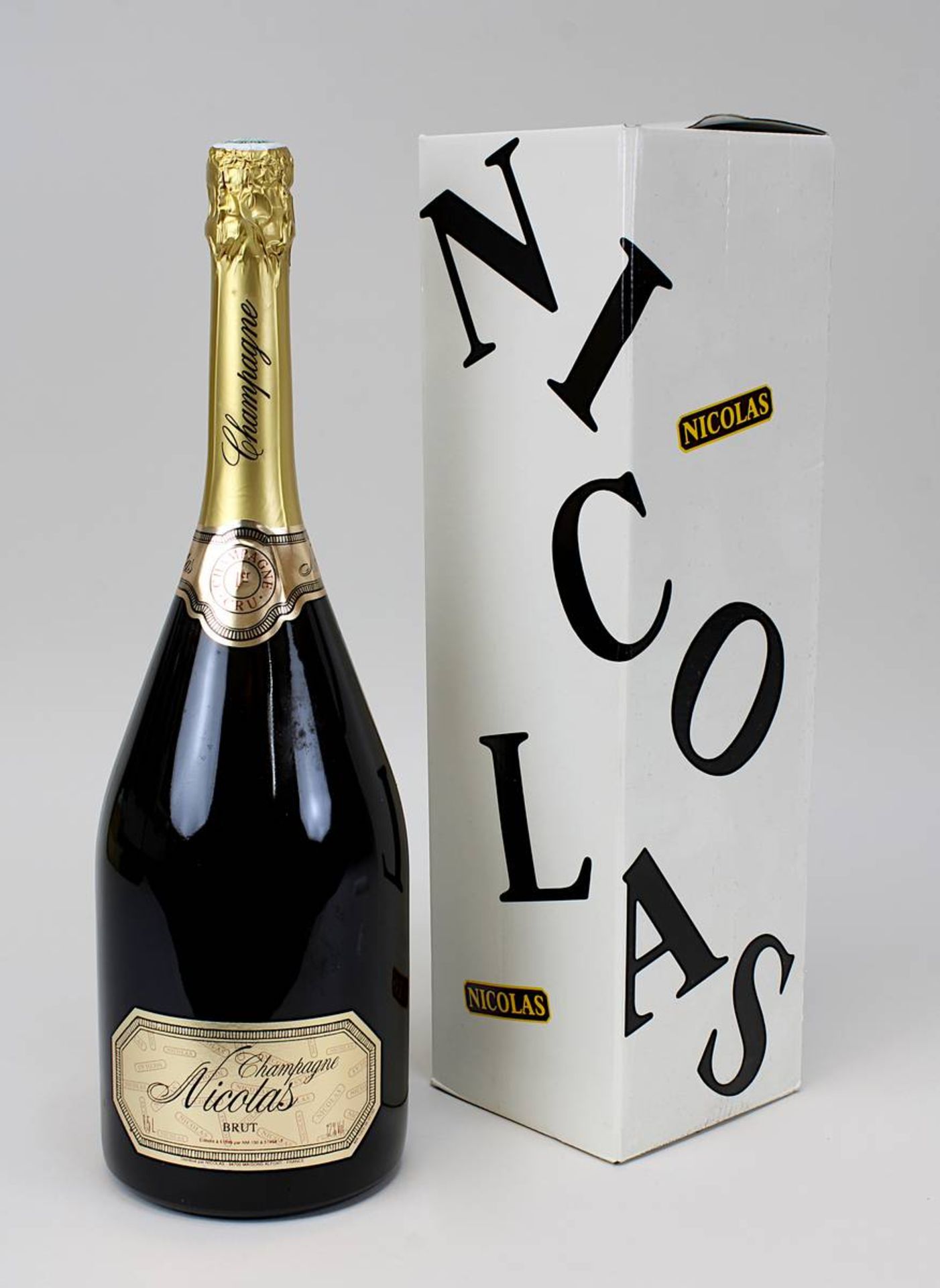 1 Magnum - Flasche Champagner, 1er Cru, Nicolas Brut, Maisons Alfort, sehr gute Füllhöhe, im org.
