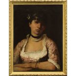 Bildnismaler, Frankreich 2. H. 19. Jh., Halbporträt einer Pariserin, Öl auf Leinwand, doubliert, auf
