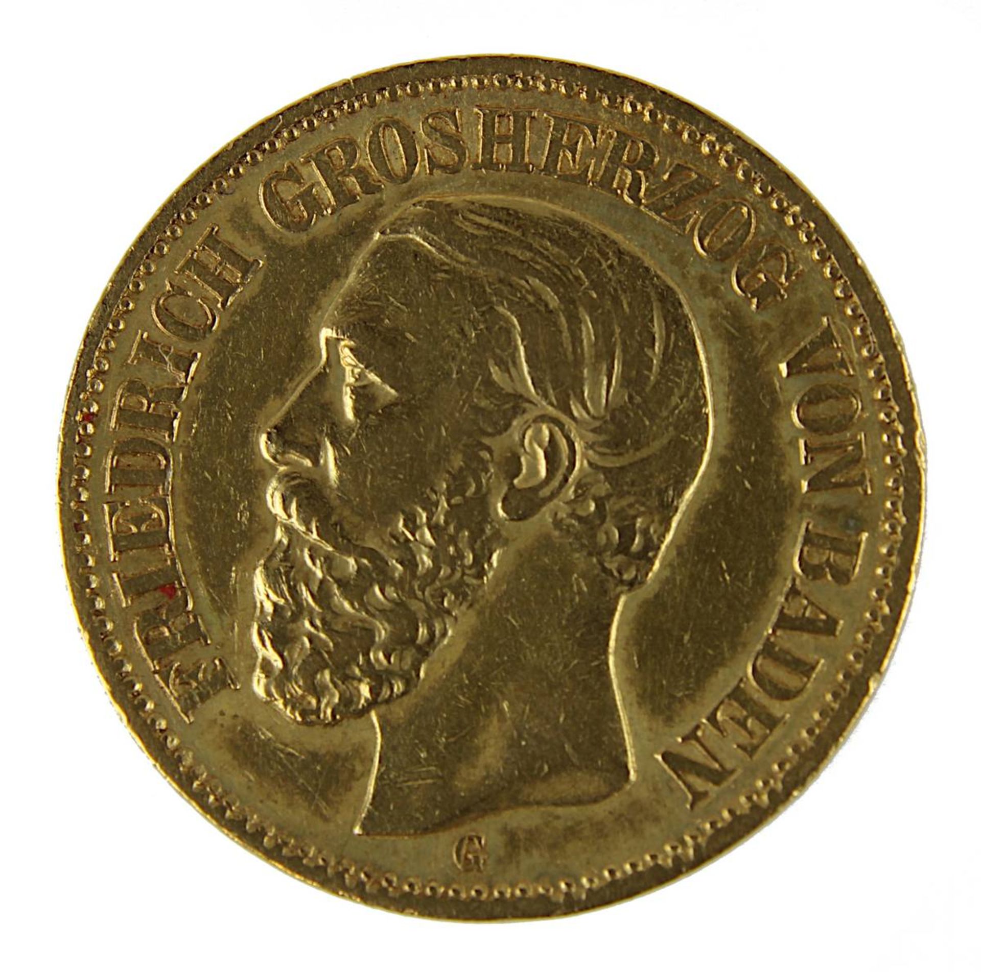 Goldmünze zu 20 Mark, Deutsches Reich 1871 - 1918, Baden 1894, Avers: Kopf Friedrich I Großherzog - Bild 2 aus 3