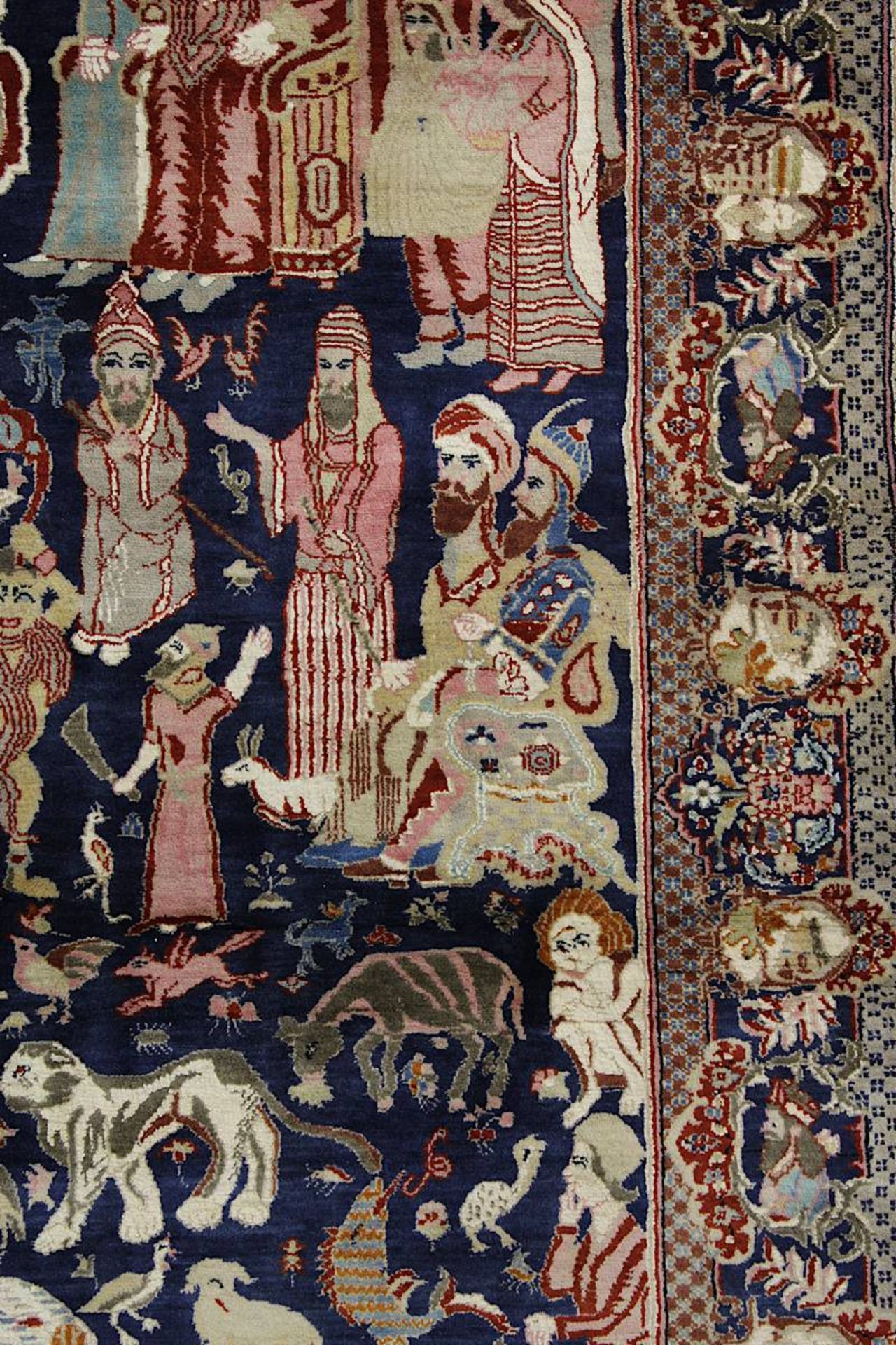 Aufwendiger detailreicher Figurenteppich, Kaschmar, Persien 2. H. 20. Jh., mit Paradiesmotiven u. - Image 7 of 14