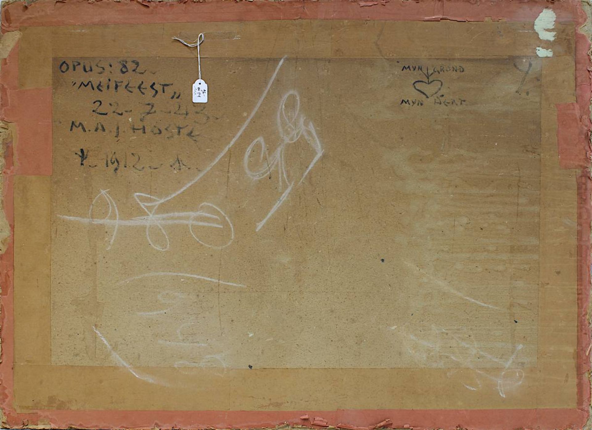 Hoste, M.A.J. (Dänischer Maler 1912 - ?), Maifest, Öl auf Malkarton, rechts unten signiert, - Image 3 of 3