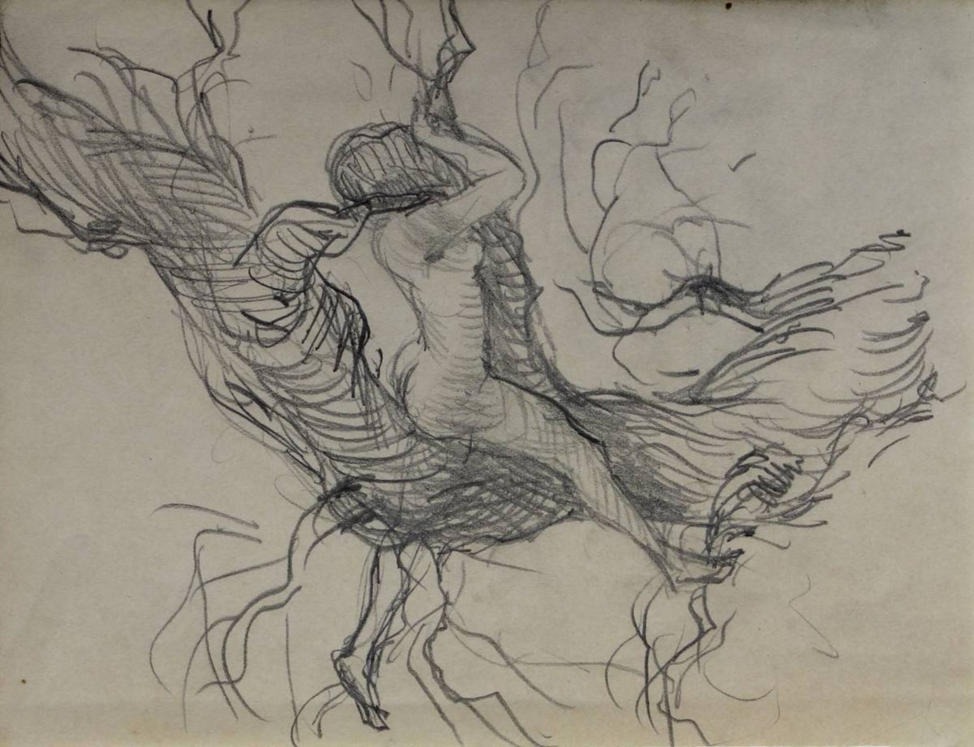 Gallhof, Wilhelm (Iserlohn 1878 - 1918) attr., zwei Zeichnungen, Studien: "Leda und der Schwan", - Bild 3 aus 3