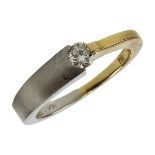 Damenring aus Platin und Gelbgold mit Solitär-Brillant, Ringschiene gestempelt 950/750 und Christ,