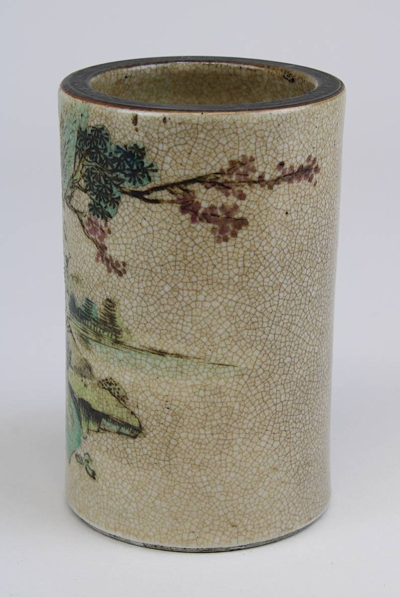 Kleine Vase oder Pinselbecher, Nanking-Porzellan, China um 1920-20, Porzellan mit Craquelure-Glasur, - Image 2 of 3