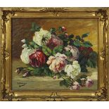 Marengo, Paul, wohl Französischer Künstler 1. H. 20. Jh., Stilleben mit Rosen, Öl auf Leinwand,