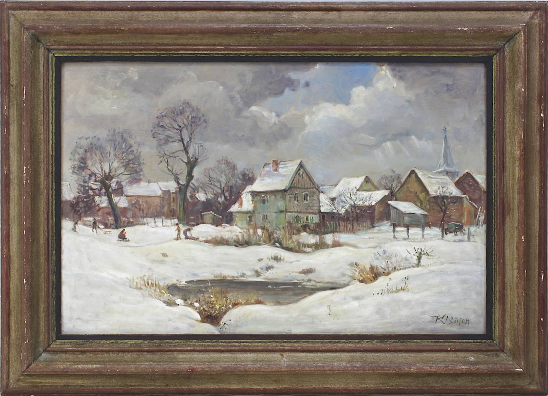 Busch, Karl (Frankfurt/Main 1910 - 1997 Heppenheim), "Blick auf das Winterliche Preungesheim/