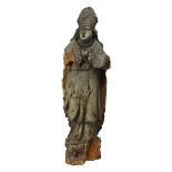 Figur eines heiligen Bischofs im Ornat, mit Pektorale, süddeutsch, 1. H. 16. Jh., Holz