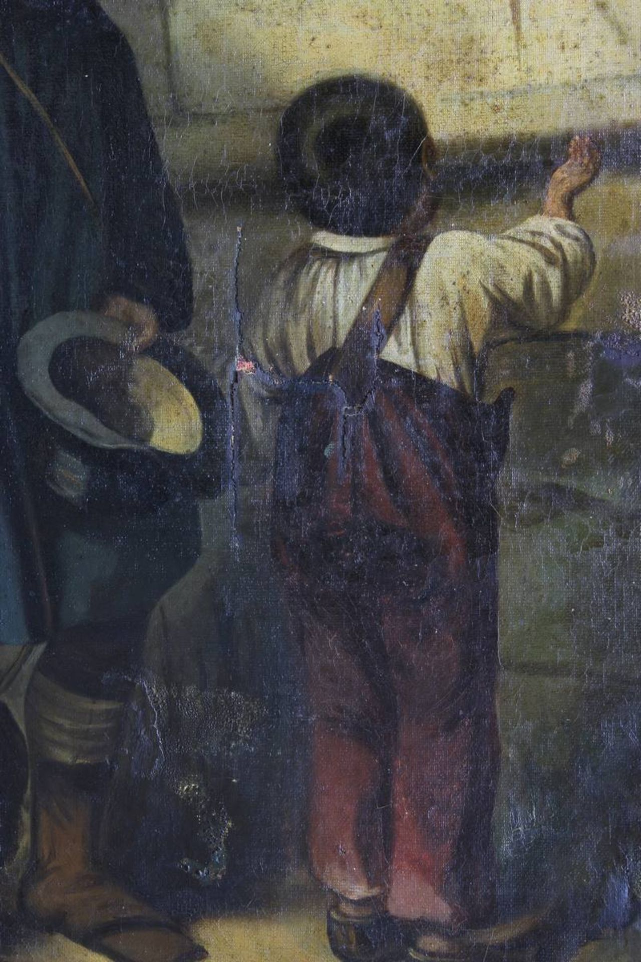 Biedermeier Genremaler, Almosen, deutsch um 1820, Öl auf Leinwand, 100 x 81 cm, Leinwand an mehreren - Image 7 of 7