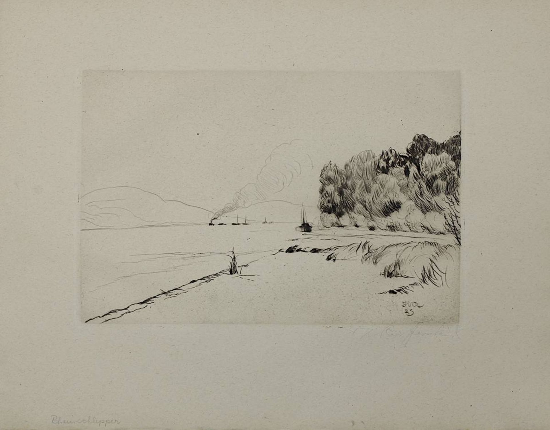 Reifferscheid, Heinrich (Breslau 1872 - 1945 Niederdollendorf), 14 Radierungen "Rheinschlepper", - Image 2 of 2