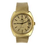 IWC Goldene Herrenarmbanduhr Electronic, Schaffhausen um 1970, Gehäuse und Armband 750er Gelbgold,