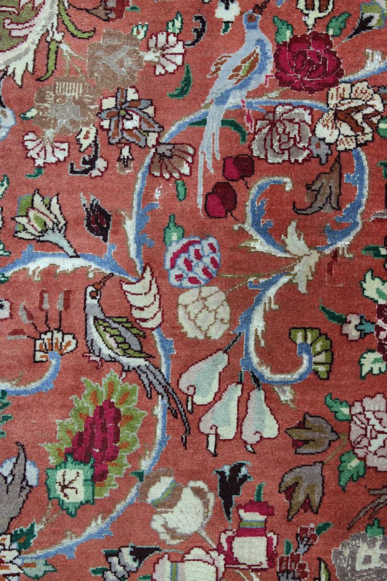 Täbris, Persien 2. H. 20. Jh., Korkwolle mit Seide, fein geknüpft, Fransen mit Klebeband - Bild 10 aus 15