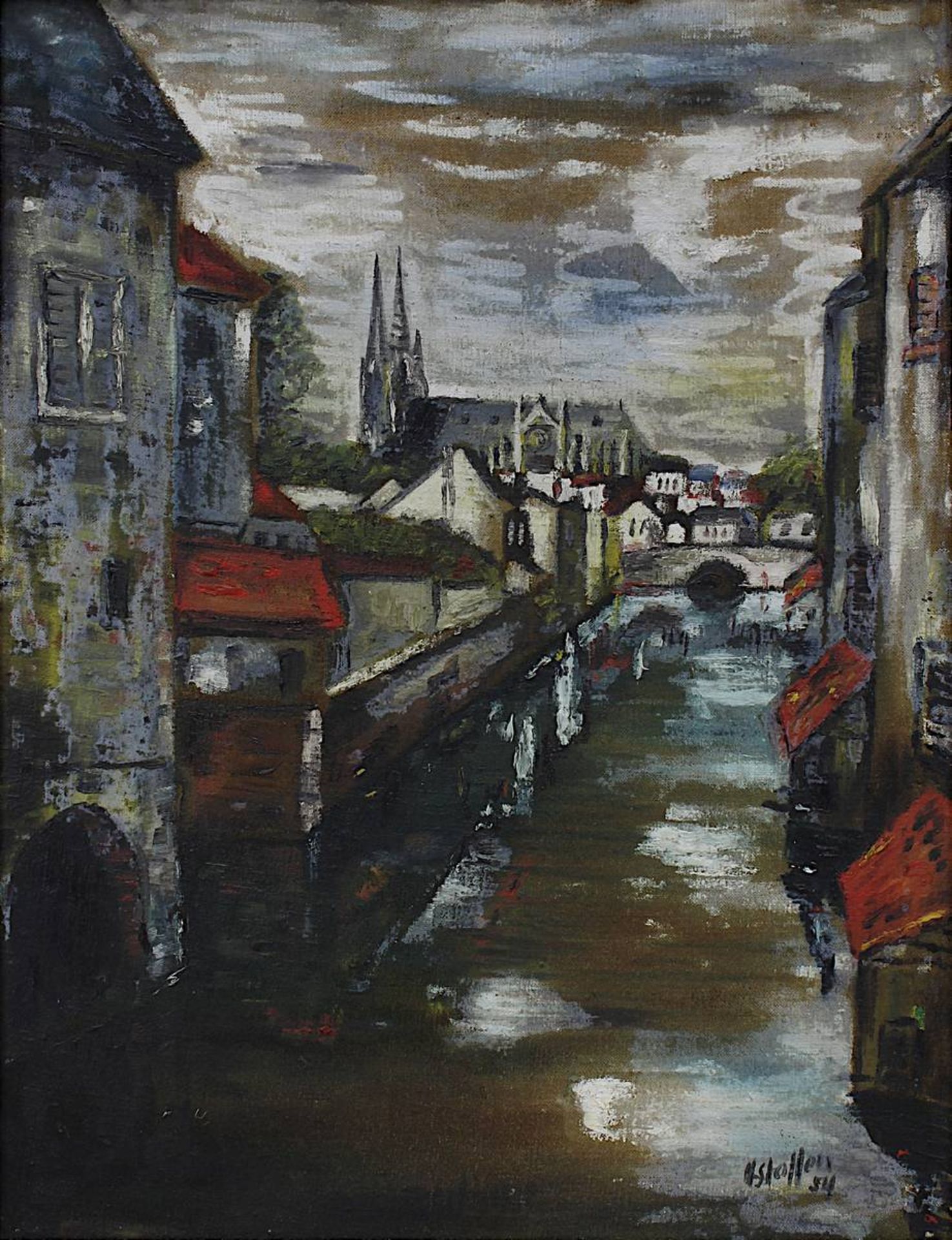 Stoffels, Arno (Luxemburg 1909 -1976 Luxemburg), Kathedrale Notre Dame in Luxemburg, Öl auf - Image 2 of 4