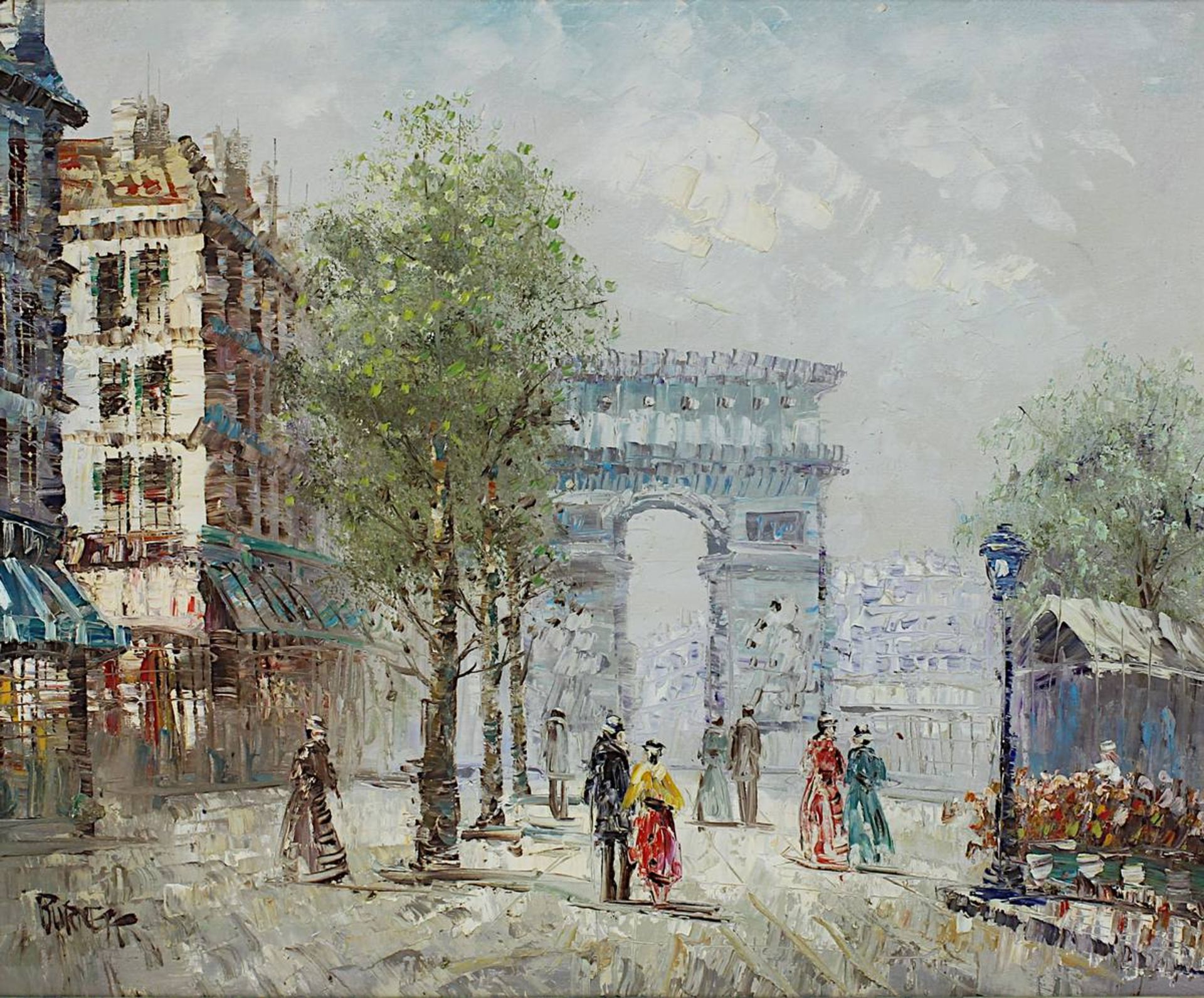 Burnett, Louis Anthony ( Amerika 1907-1999 ), belebte Straße mit Blick auf Arc de Triomphe de I` - Image 2 of 4