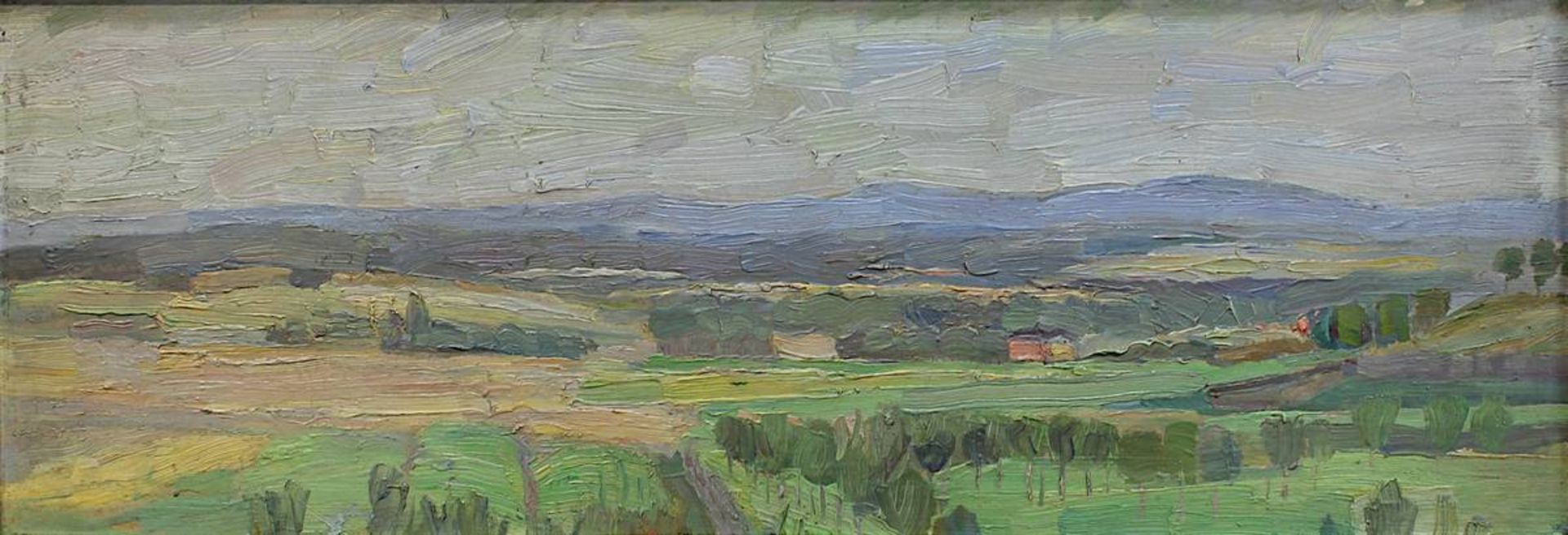 Landschaftsmaler Anf. 20. Jh., Blick von Saarburg auf die Vogesen, Öl auf Karton, rücks. bez. "Blick - Image 2 of 3