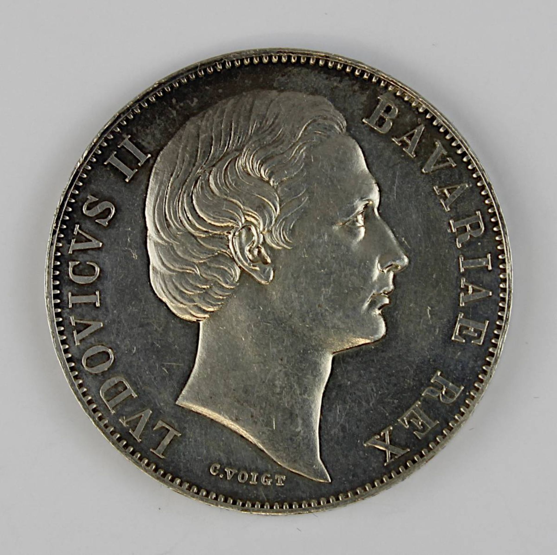 Vereinstaler/Madonnentaler, Ludwig II von Bayern, 1866, 900er Silber, D: 3,3 cm, Gew.: 18,45 g., - Image 2 of 2