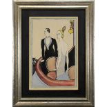 Buchetto, G. D. (Künstler um 1920/30), Darstellung eines eleganten Paares in einer Loge, Aquarell,