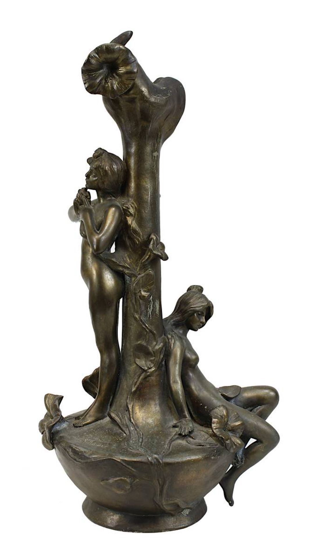 Villanis, Emmanuel (Lille 1858 - 1914 Paris), Zierobjekt in Vasenform mit zwei Nymphen und
