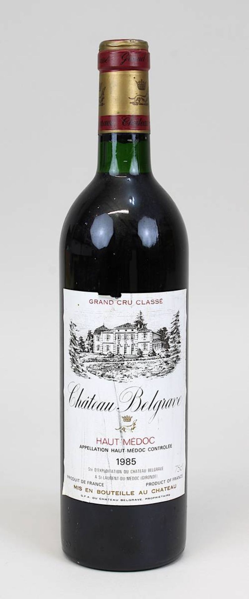 1 Flasche 1985er Château Belgrave, Haut Médoc, Grand Cru Classe, St-Laurent-du-Médoc (Gironde),