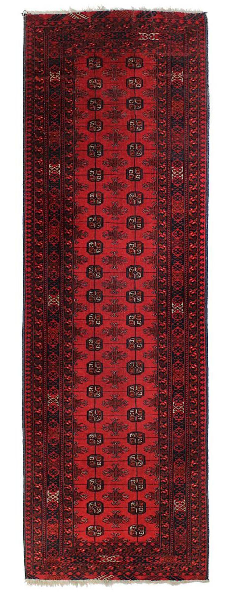 Afghan-Galerie, Afghanistan 2. H. 20. Jh., rotgrundig, mit 2 Reihen zu 21 Göls, mehrfache Bordüre,