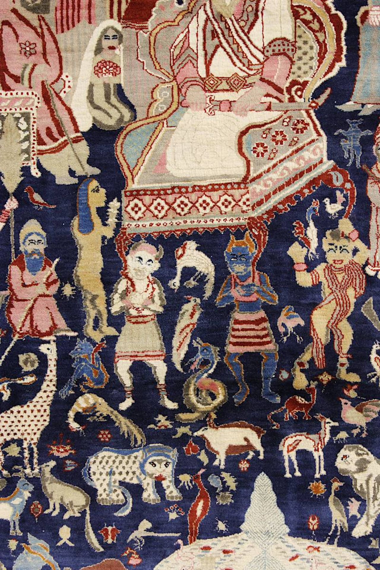Aufwendiger detailreicher Figurenteppich, Kaschmar, Persien 2. H. 20. Jh., mit Paradiesmotiven u. - Image 6 of 14