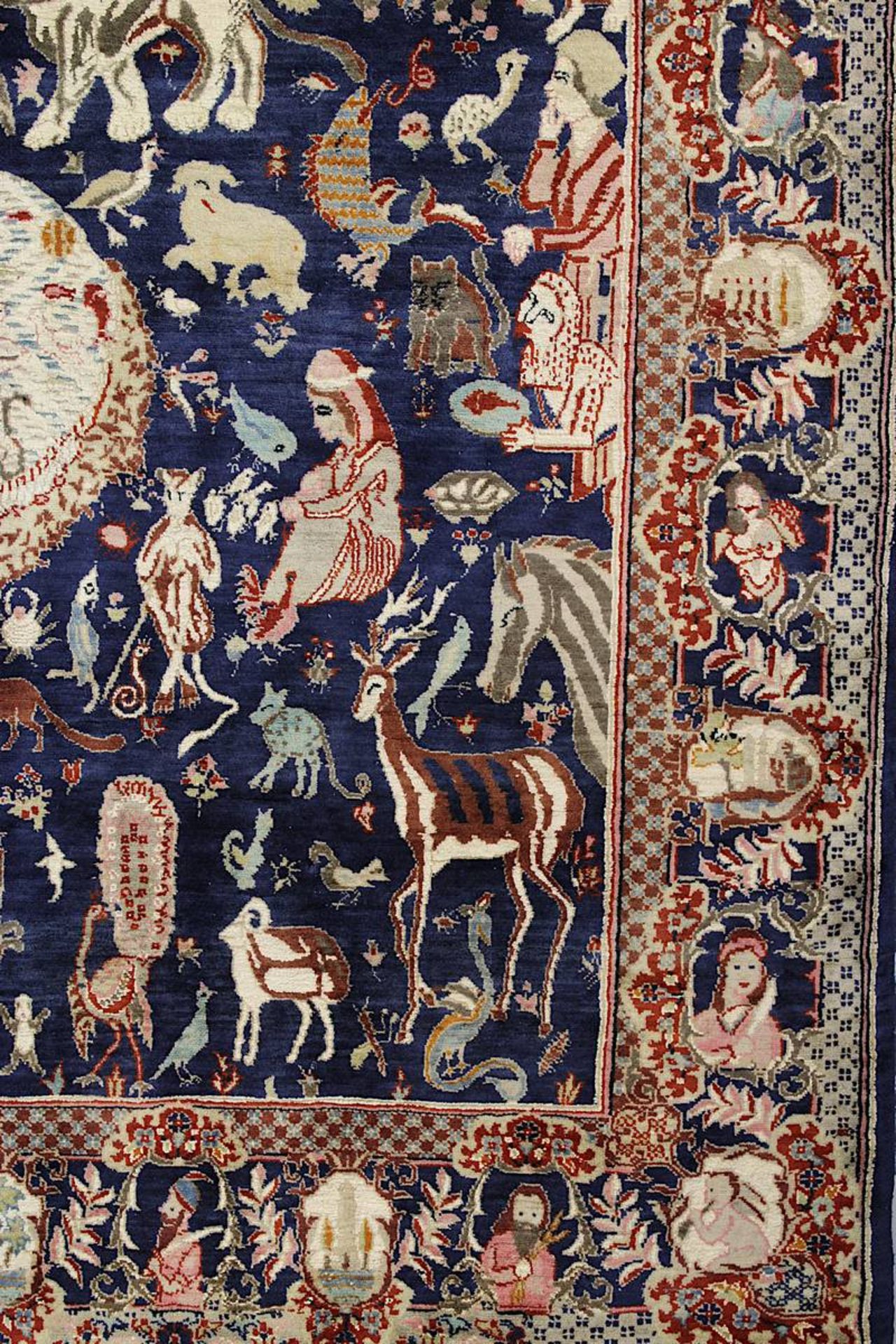 Aufwendiger detailreicher Figurenteppich, Kaschmar, Persien 2. H. 20. Jh., mit Paradiesmotiven u. - Bild 10 aus 14