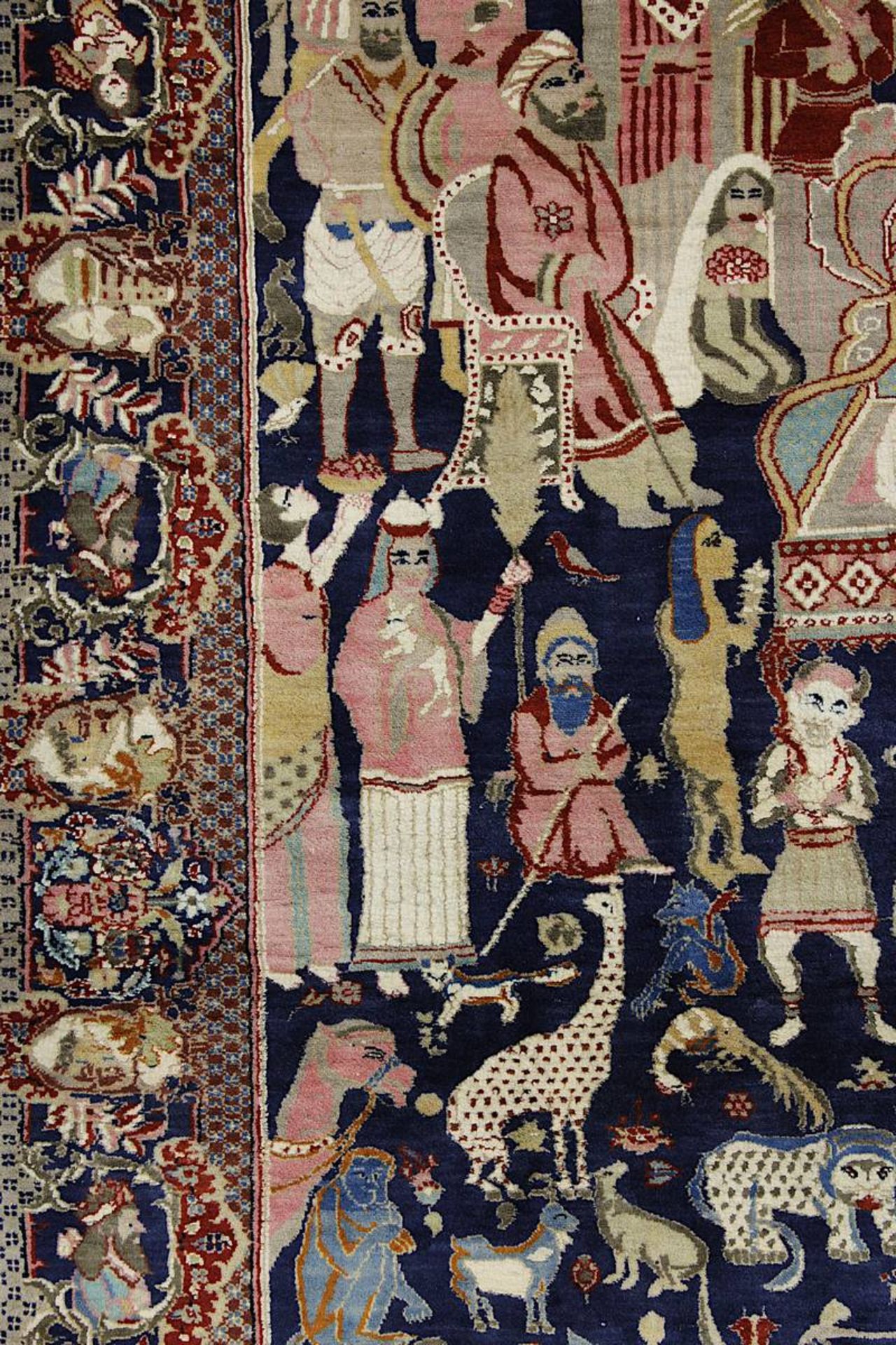 Aufwendiger detailreicher Figurenteppich, Kaschmar, Persien 2. H. 20. Jh., mit Paradiesmotiven u. - Image 5 of 14
