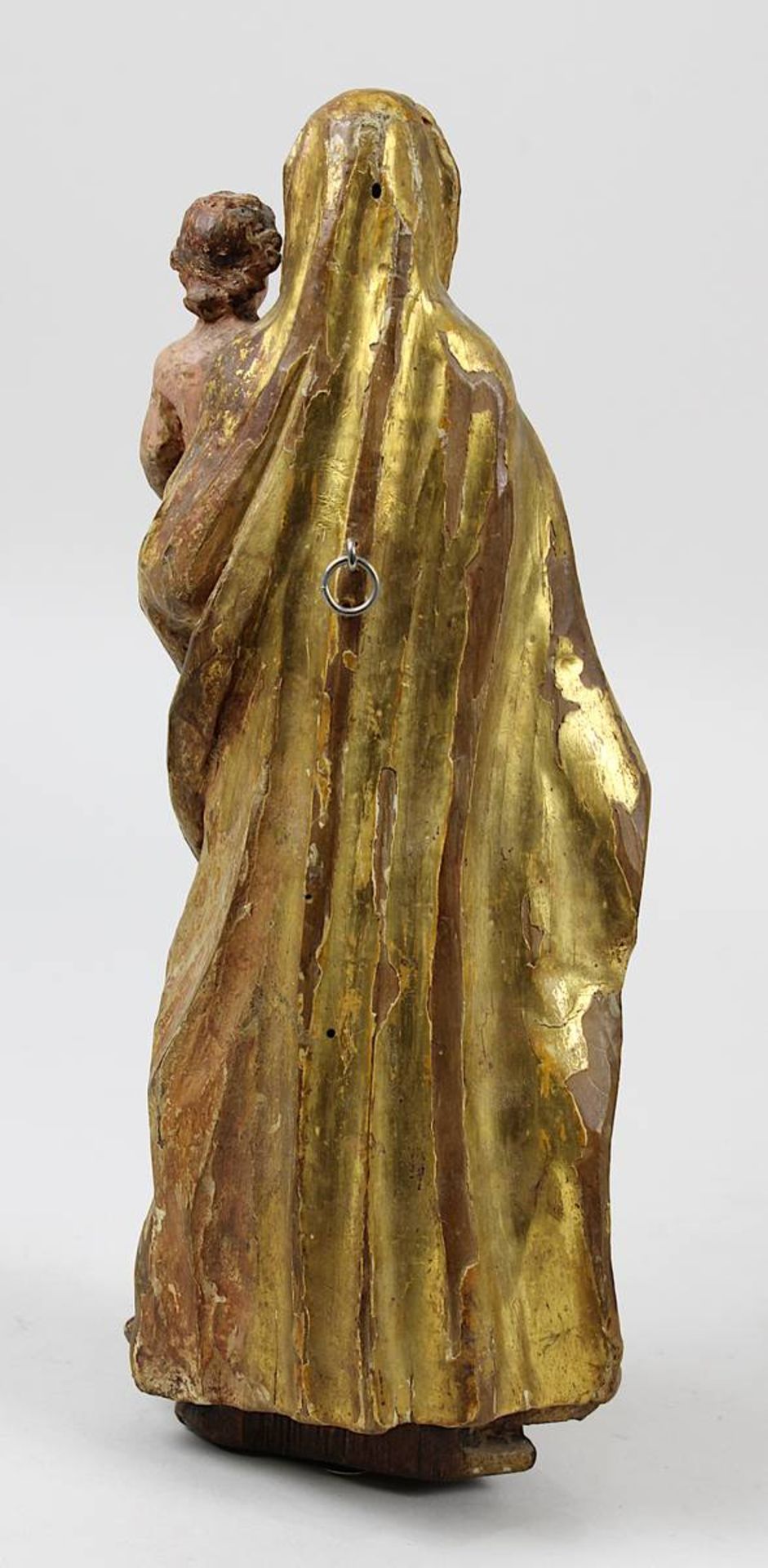 Bildschnitzer, süddeutsch 18. Jh., Maria mit dem Jesusknaben, Holz vollrund geschnitzt u. gefasst, - Bild 4 aus 4