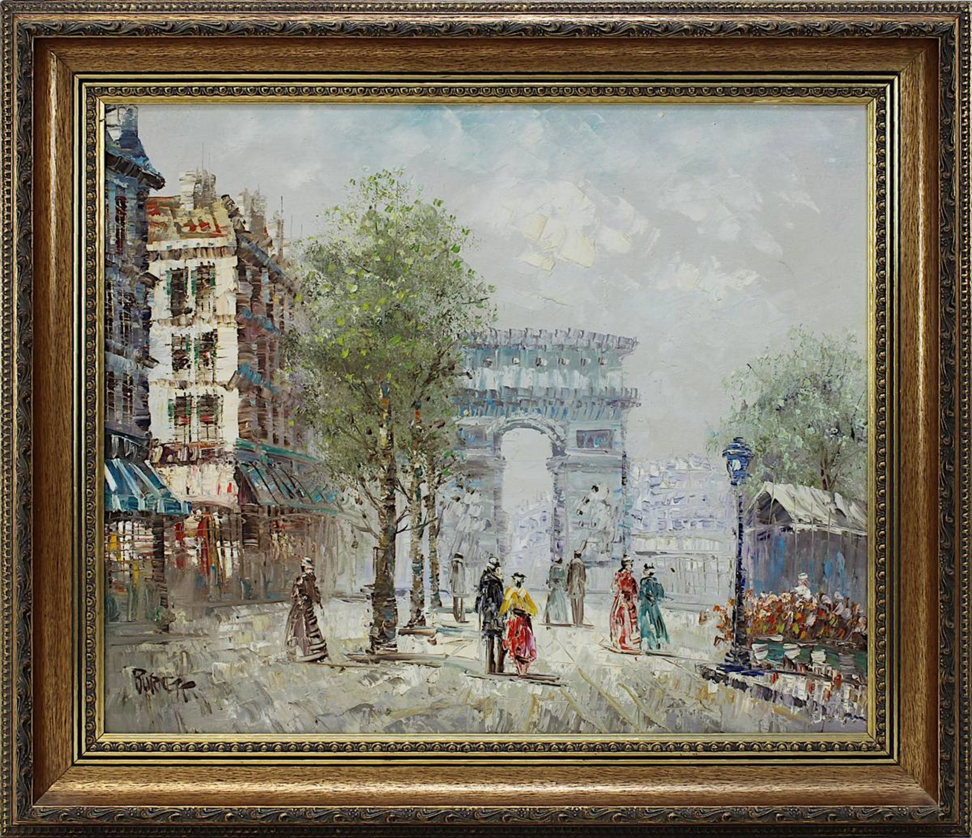 Burnett, Louis Anthony ( Amerika 1907-1999 ), belebte Straße mit Blick auf Arc de Triomphe de I`