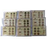 Zehn Jahrgangssätze Bundesrepublik Deutschland, mit jeweils sechs Münzen in polierter Platte,