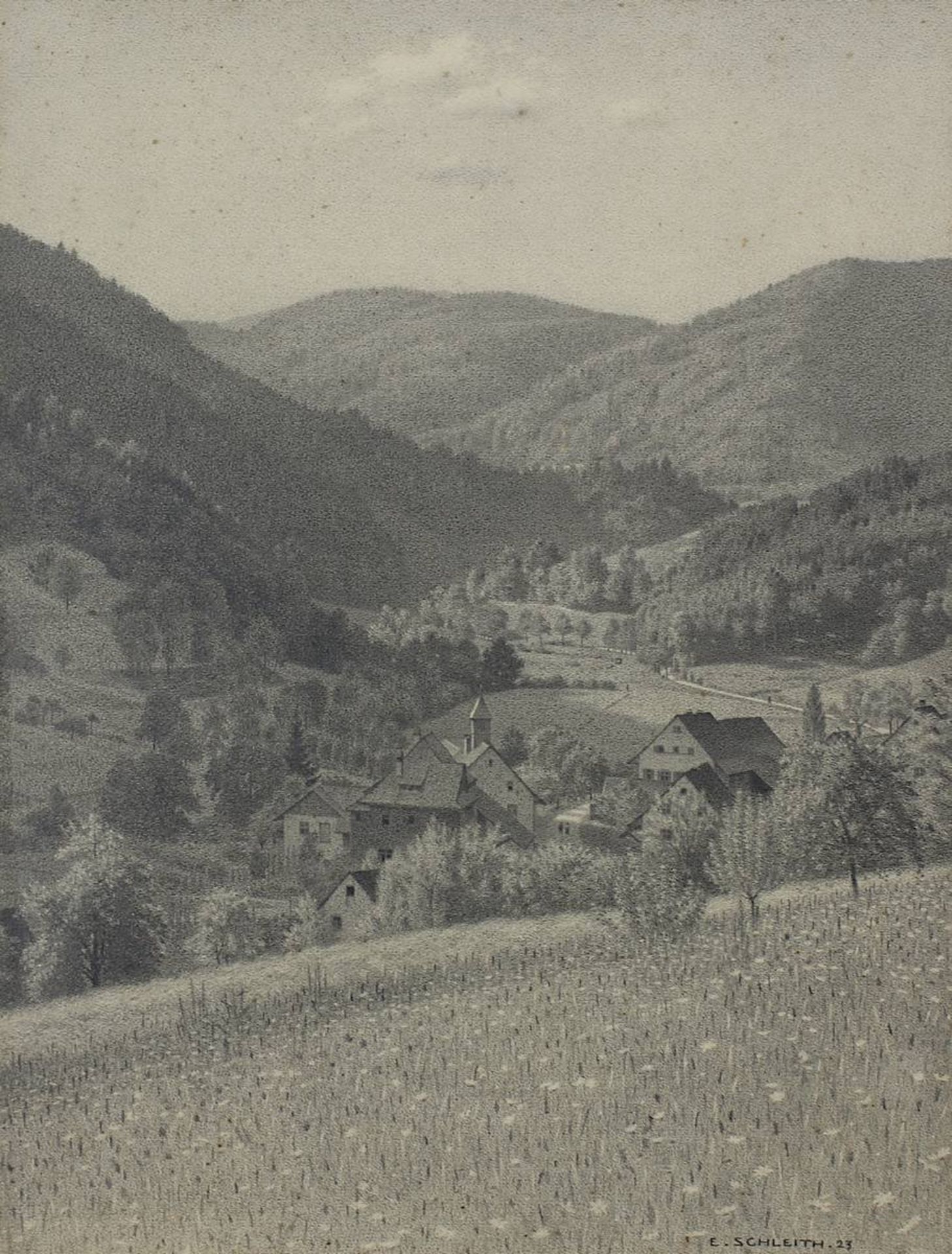 Schleith, Ernst (Wieslet 1871 - 1940 Wieslet), Idyllische Schwarzwaldlandschaft mit Blick auf - Bild 2 aus 2