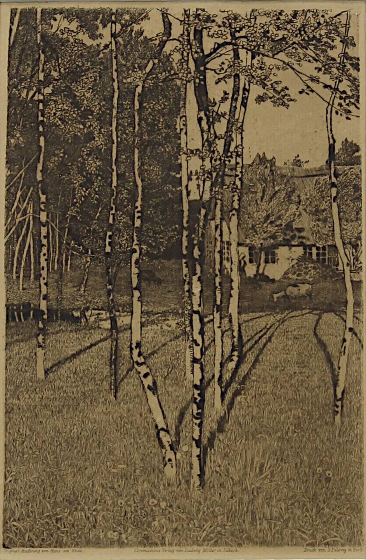 Ende, Hans am (Trier 1864 - 1918 Stettin), "Sonnenschein", Radierung, 1899, am unt. Rand bez. " - Image 2 of 2