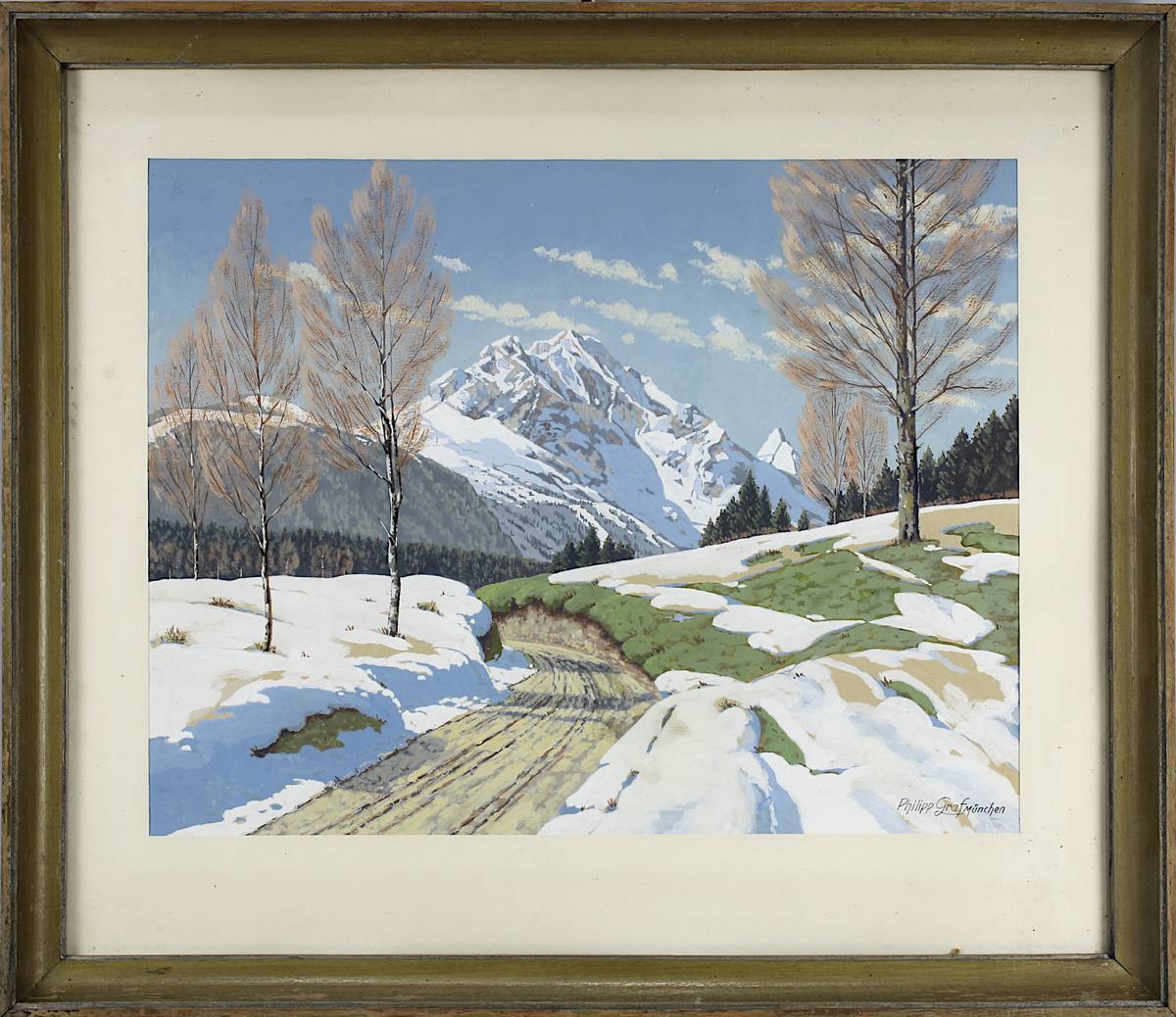 Graf, Philipp (Würzburg 1874 - 1947 Prien am Chiemsee), Winterliche Landschaft mit Blick wohl auf